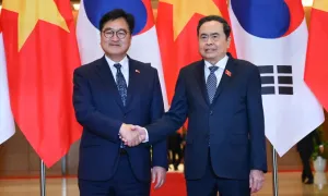 Chủ tịch Quốc hội Trần Thanh Mẫn chủ trì lễ đón Chủ tịch Quốc hội Hàn Quốc